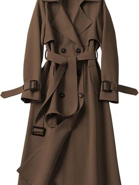 Amazon Brown Double-Breasted Trench Coat with Belt - size M (but fits XS)